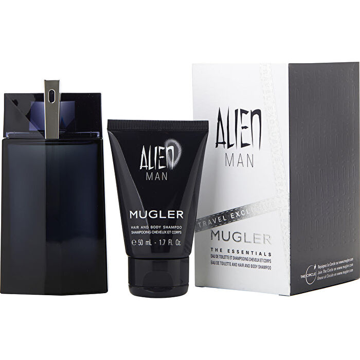 Mugler Alien Man Eau De Toilette 100ml Refillable & Body Shampoo 50ml Travel Set