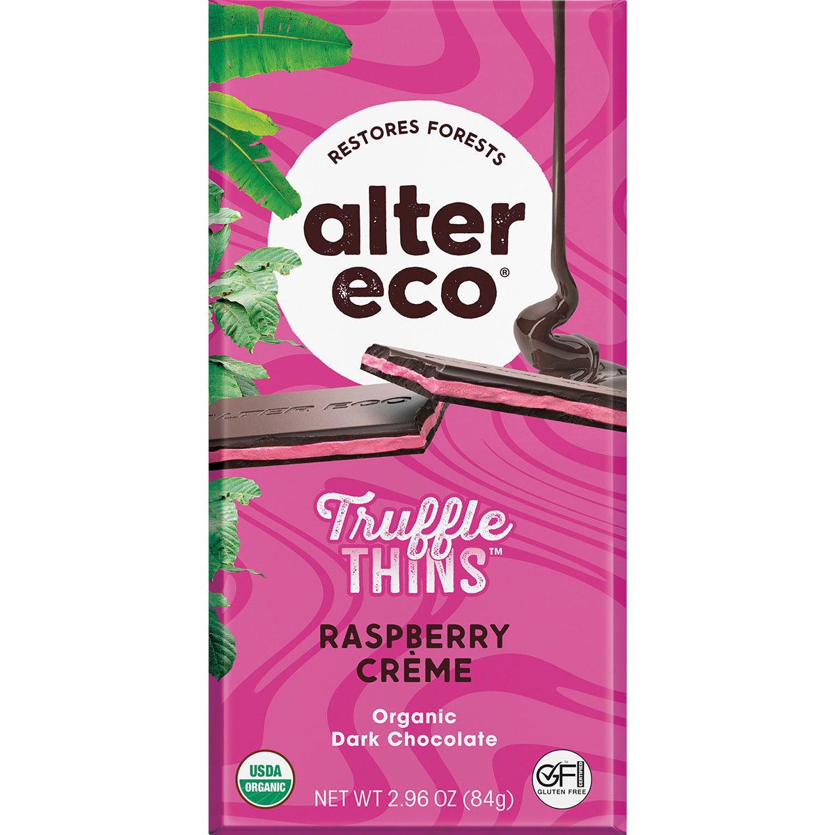 Chocolate Organic Raspberry Creme Dark Truffle Thins 12x84g
