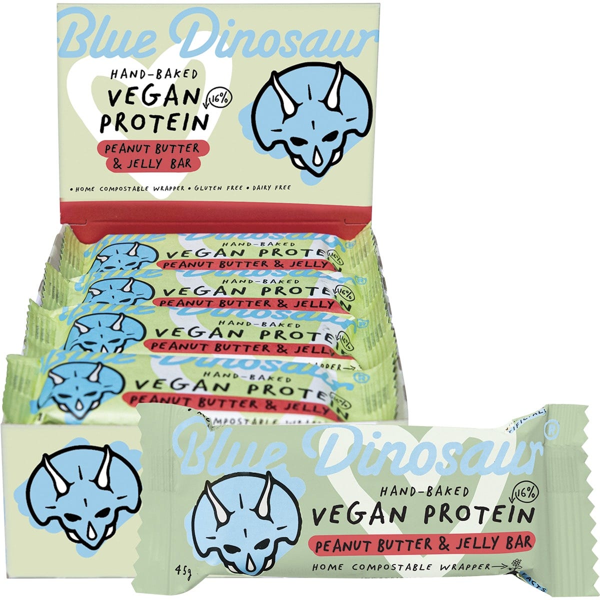 Hand-Baked Vegan Protein Bar Peanut Butter & Jelly 12x45g