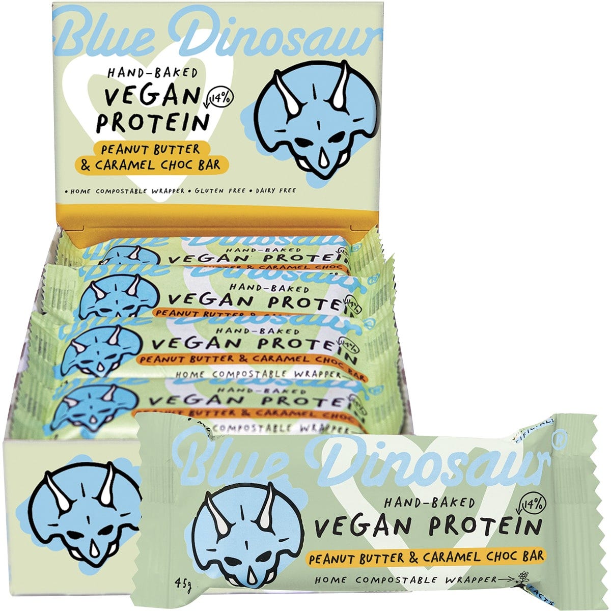 Hand-Baked Vegan Protein Bar PB & Caramel Choc 12x45g