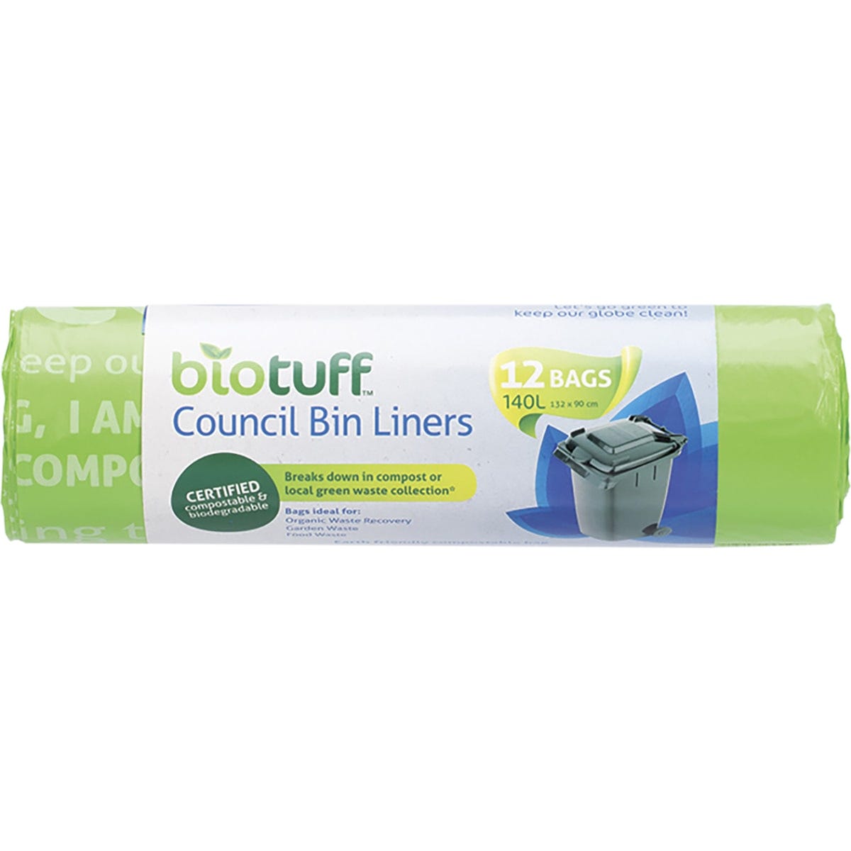 Council Bin Liners Large Bags 140L 12pk