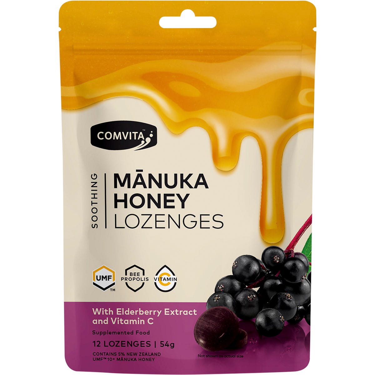 Manuka Honey Lozenges With Elderberry Extract & Vitamin C 12x4.5g