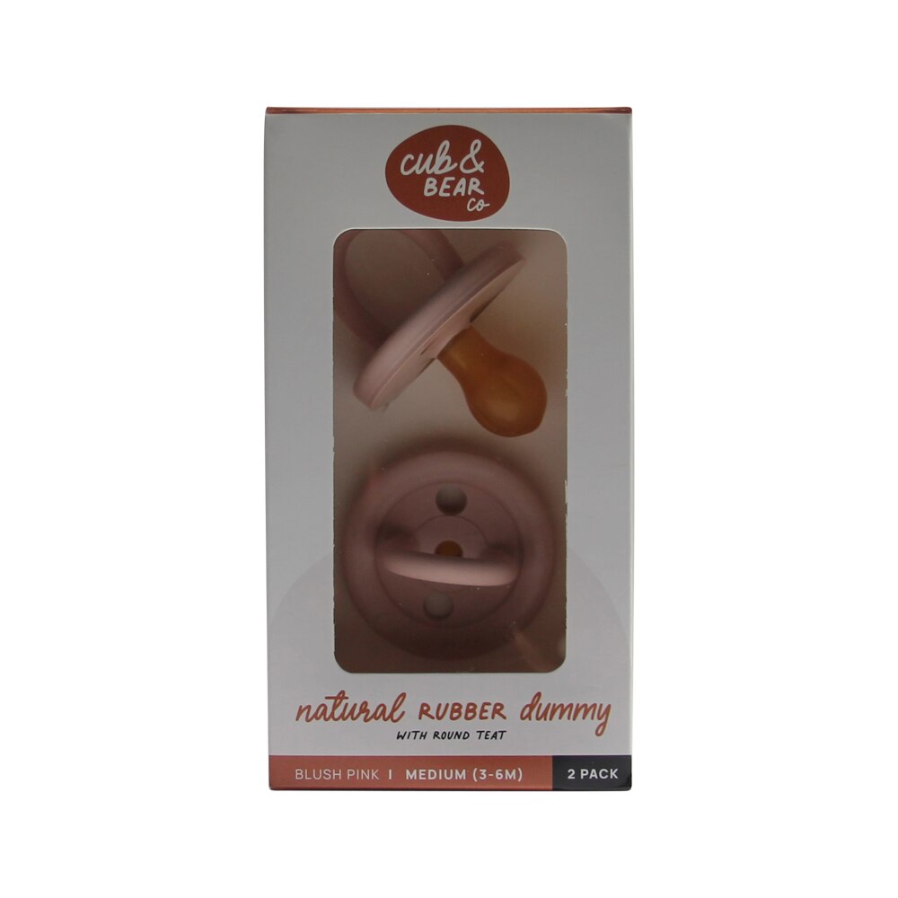 Cub Bear Co Rubber Dummy Round Medium Pink Twin