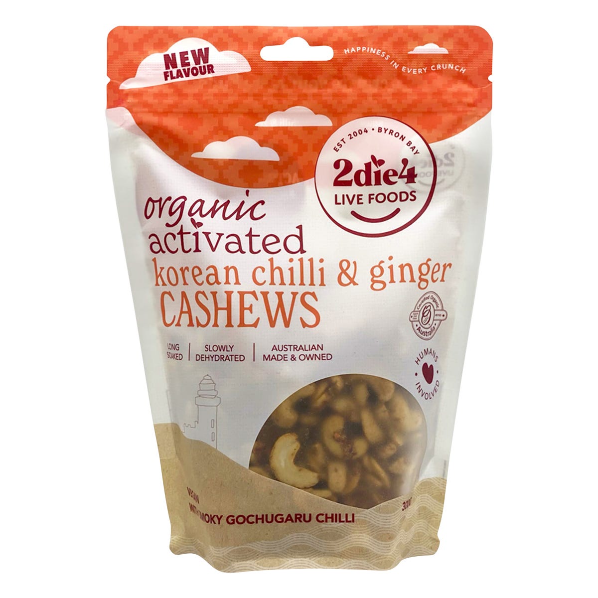 Organic Activated Korean Chilli & Ginger Cashews 300g