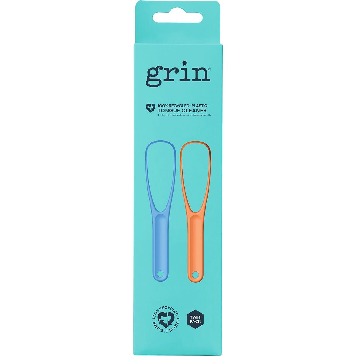 100% Recycled Plastic Tongue Cleaner Orange, Blue 8x2pk
