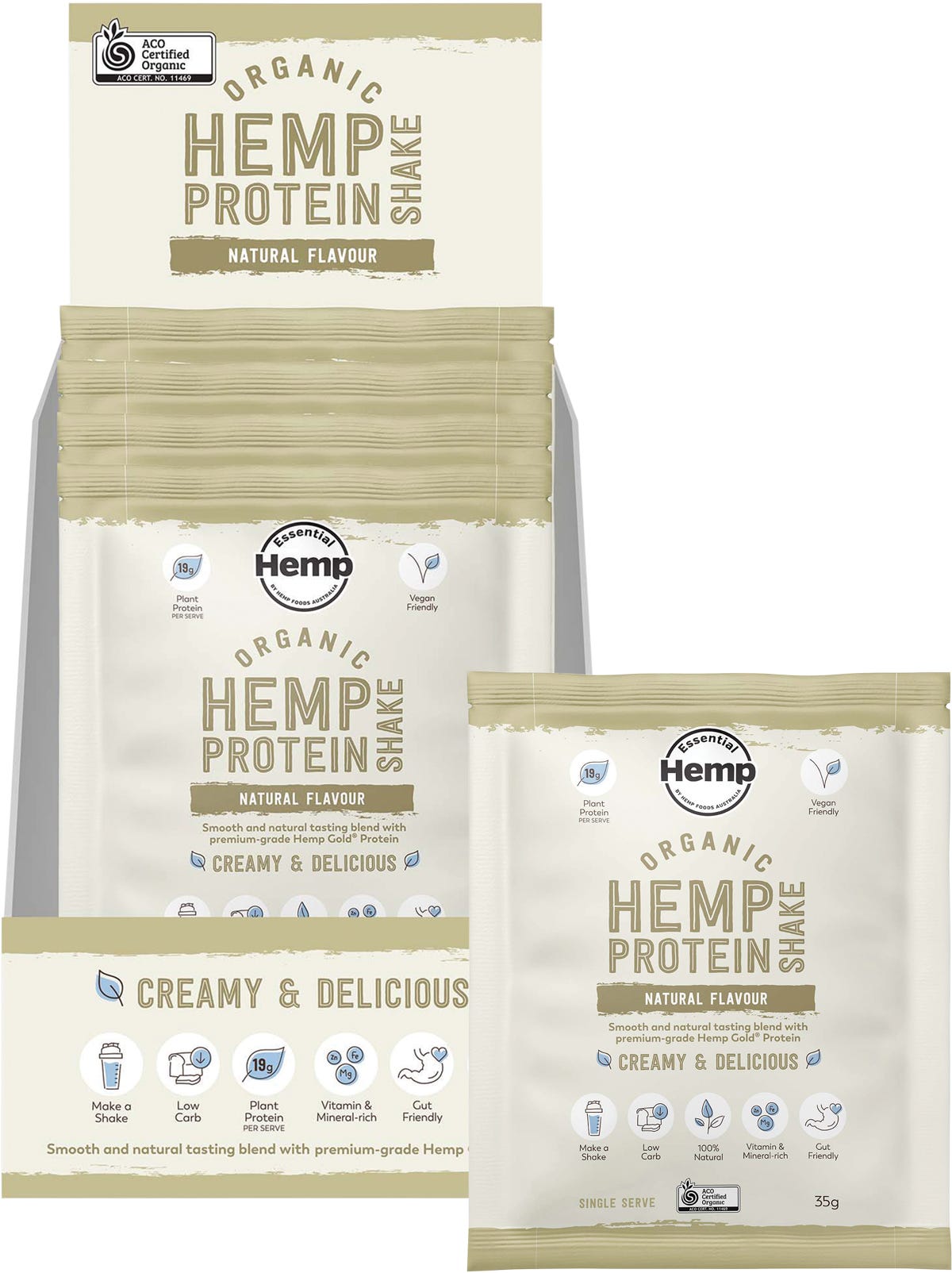 Organic Hemp Protein Shake Natural 7x35g