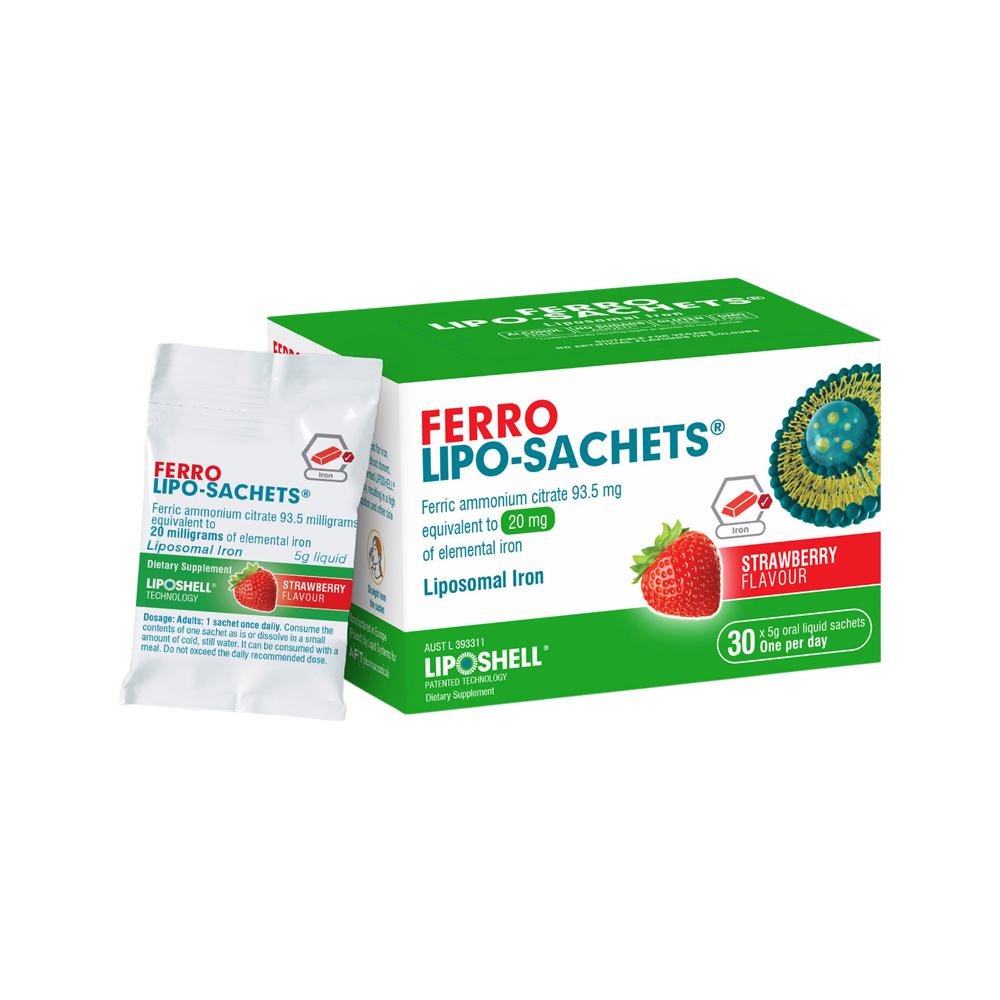 Lipo-sachets Ferro Strawberry Oral Liquid Sachets 5g X 30 Pack