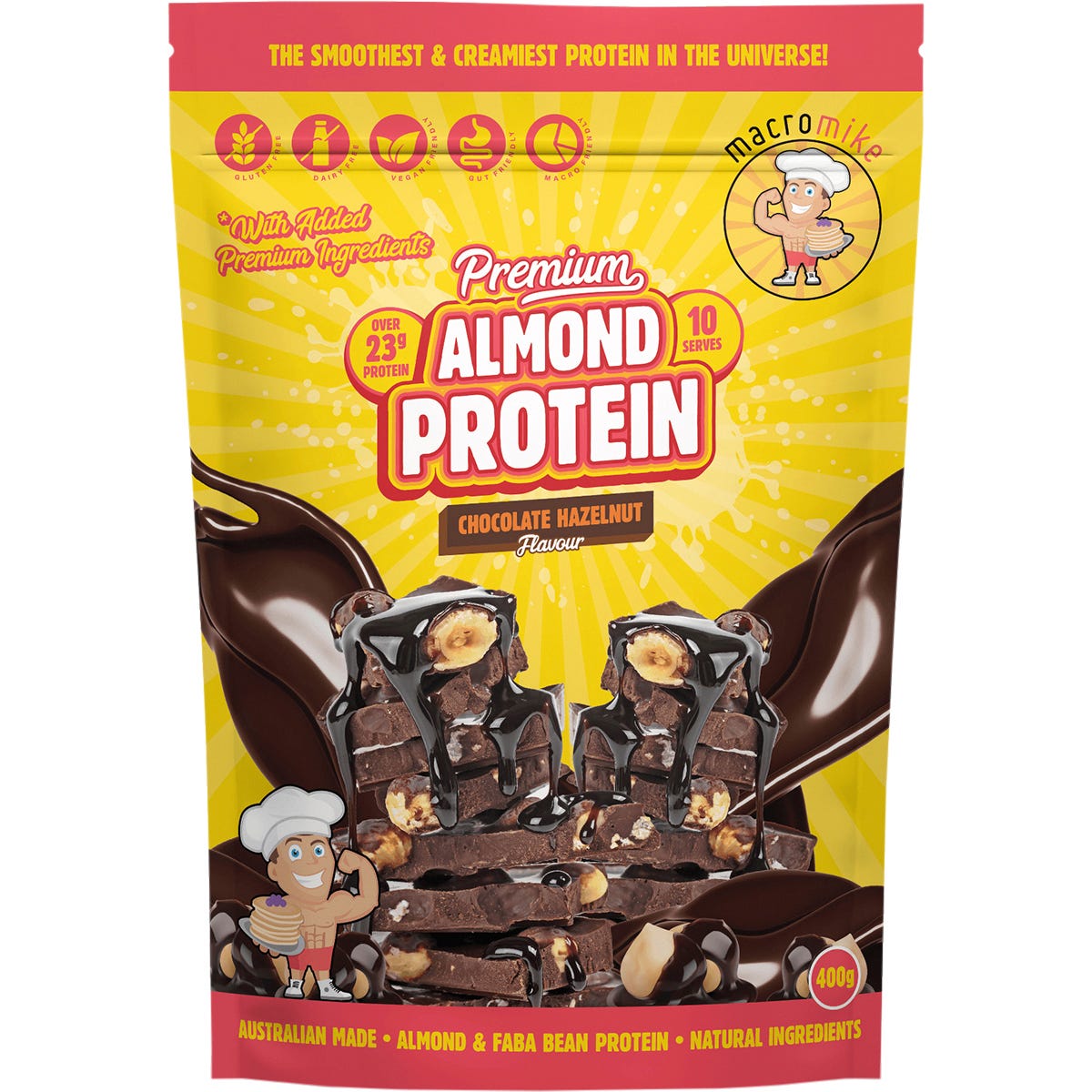 Premium Almond Protein Chocolate Hazelnut 400g