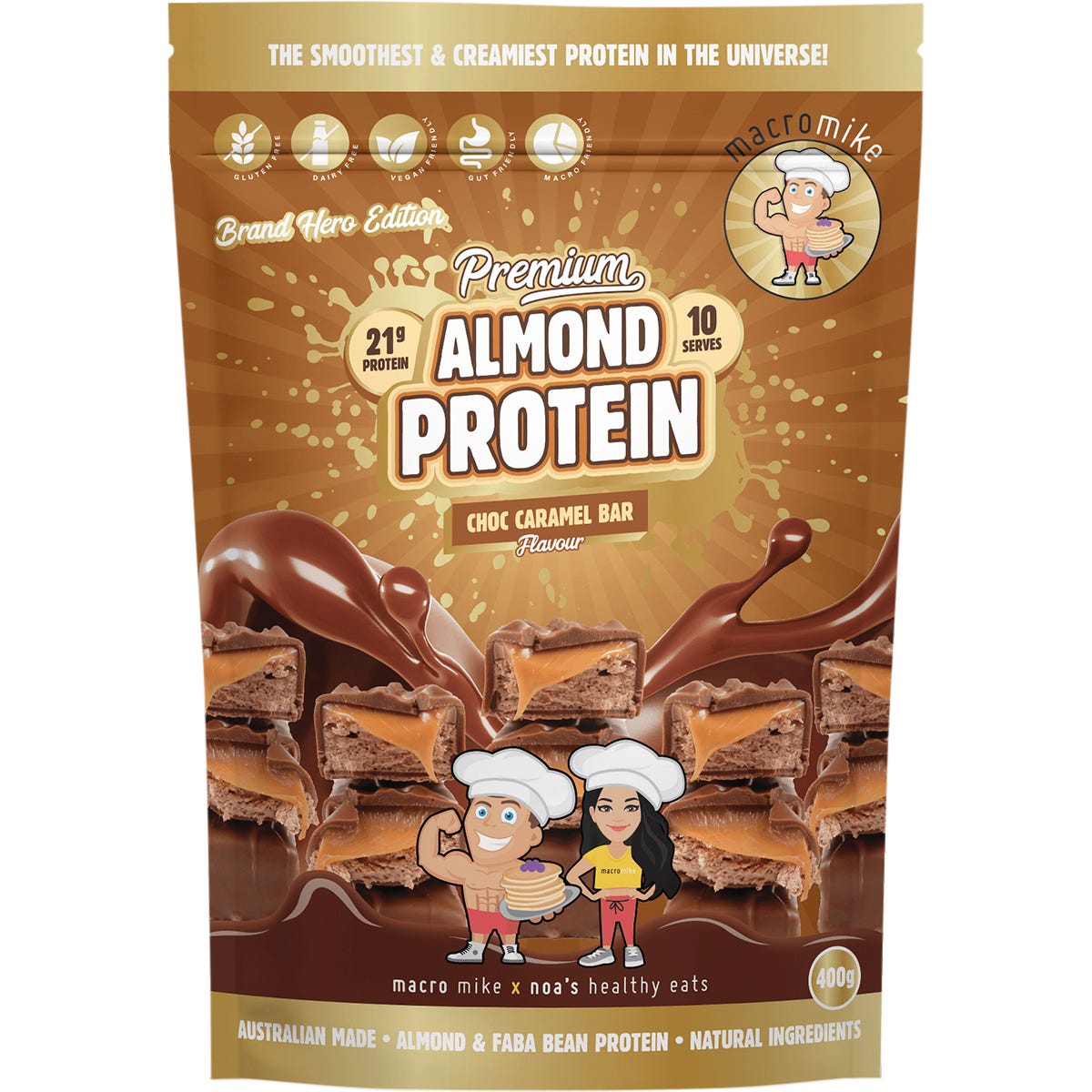 Premium Almond Protein Choc Caramel Bar 400g