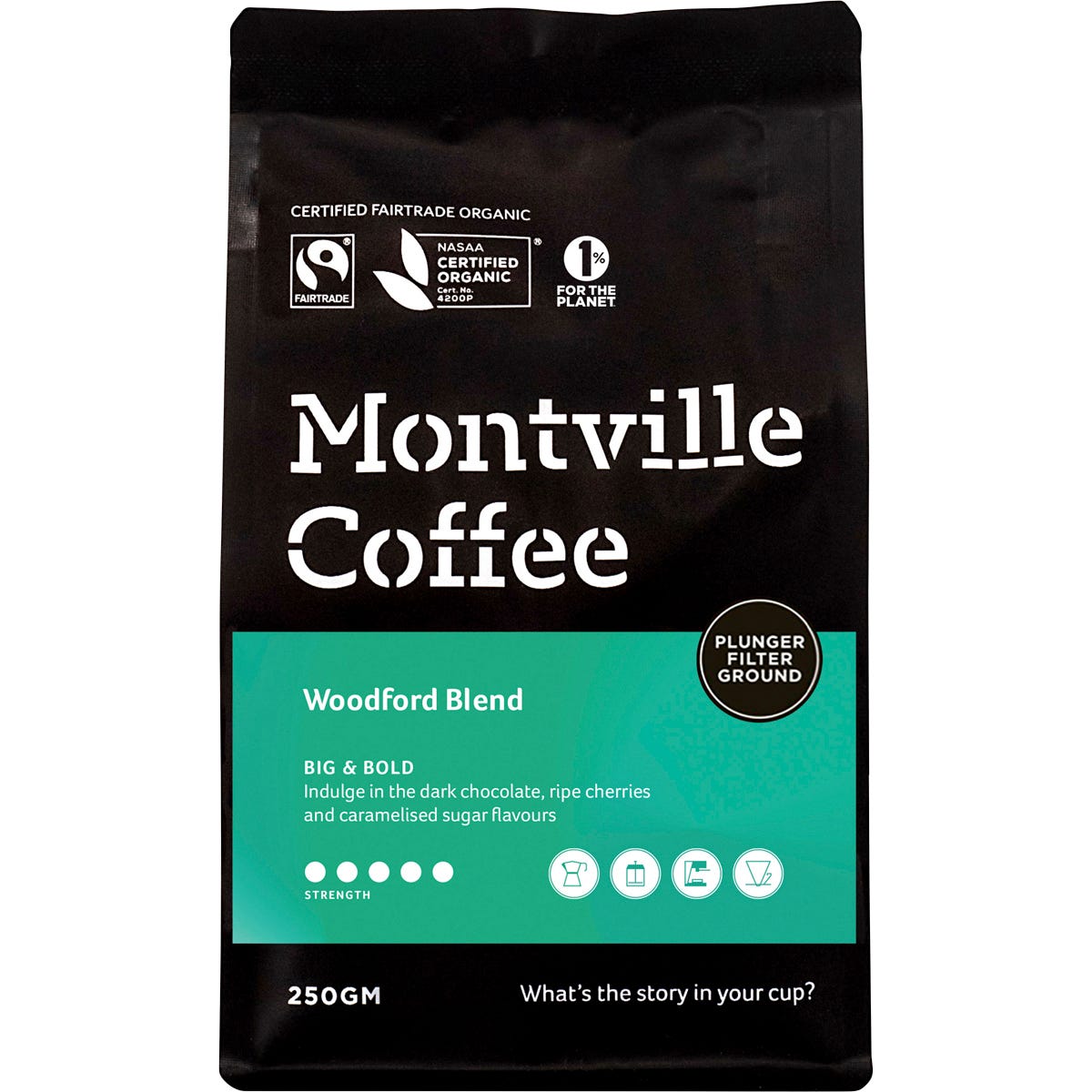 Coffee Ground Plunger Woodford Blend 250g