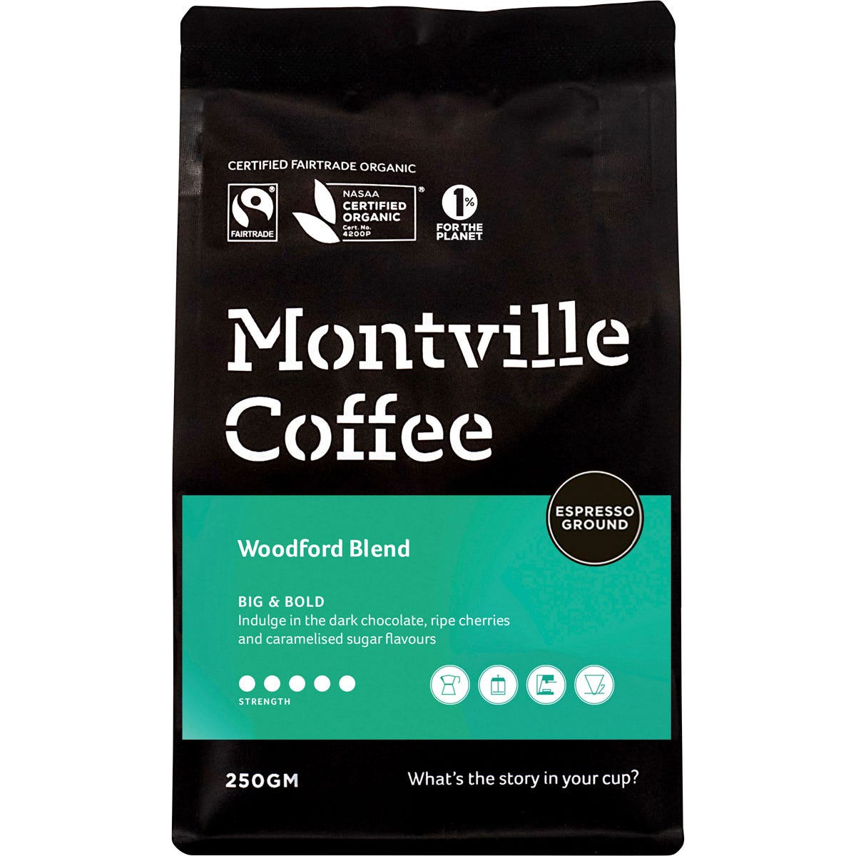 Coffee Ground Espresso Woodford Blend 250g