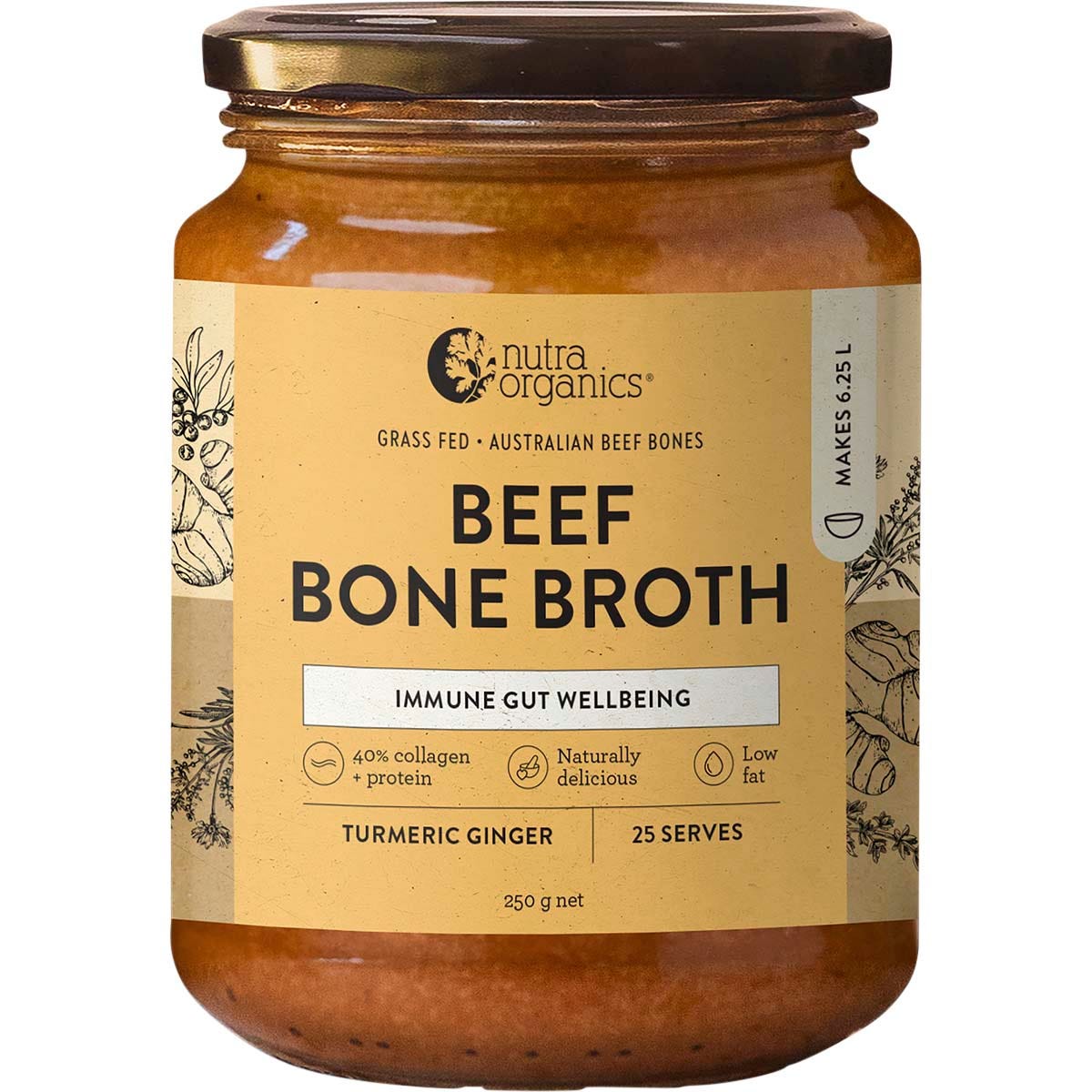 Beef Bone Broth Concentrate Turmeric Ginger 250g