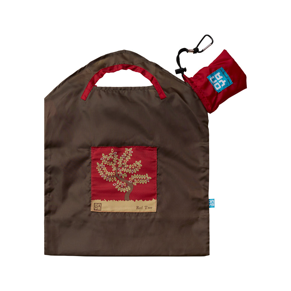 Onya Reusable Shopping Bag Olive Red Tree (small)