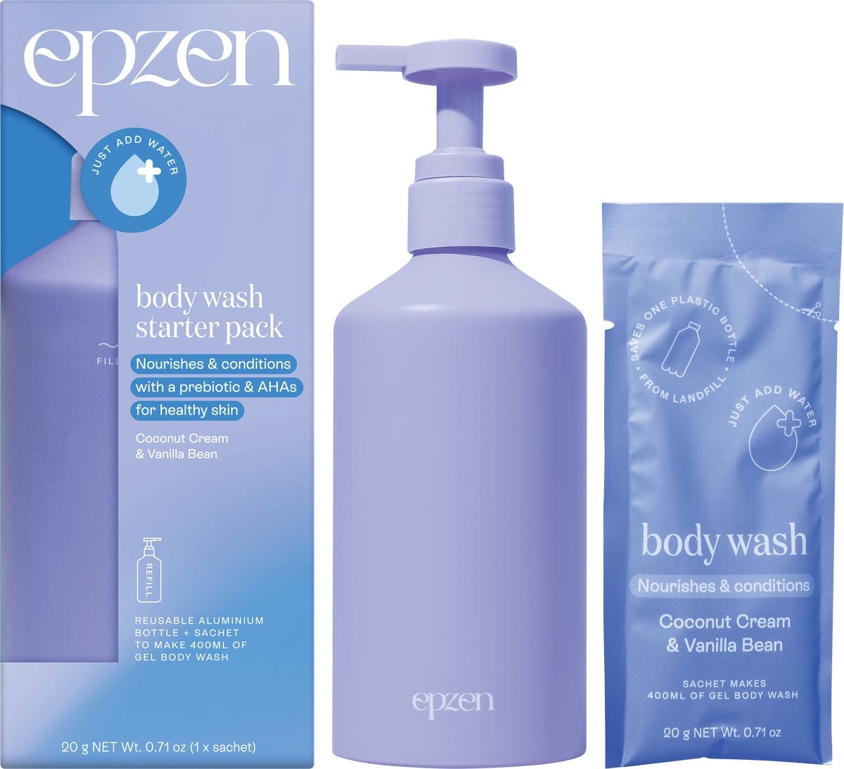 Body Wash Starter Pack Coconut Cream & Vanilla Bean 20g