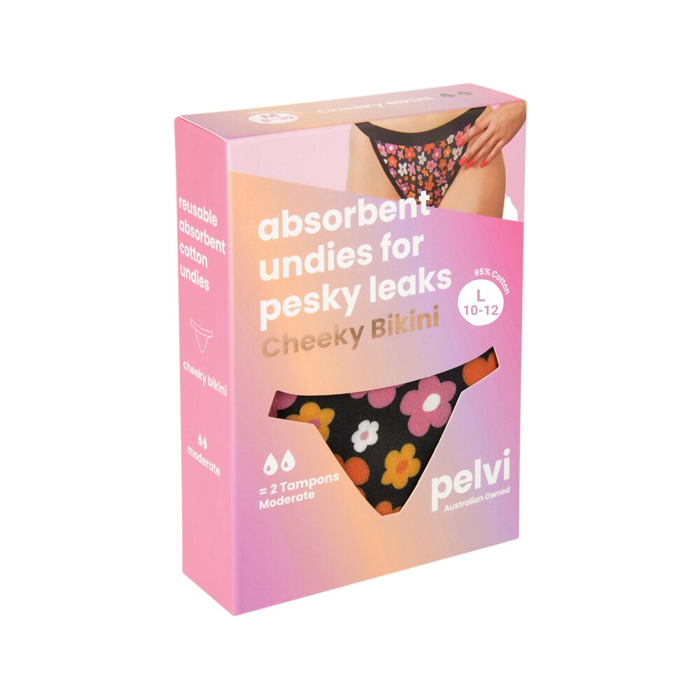 Pelvi Underwear Leakproof Cheeky Bikini Floral L
