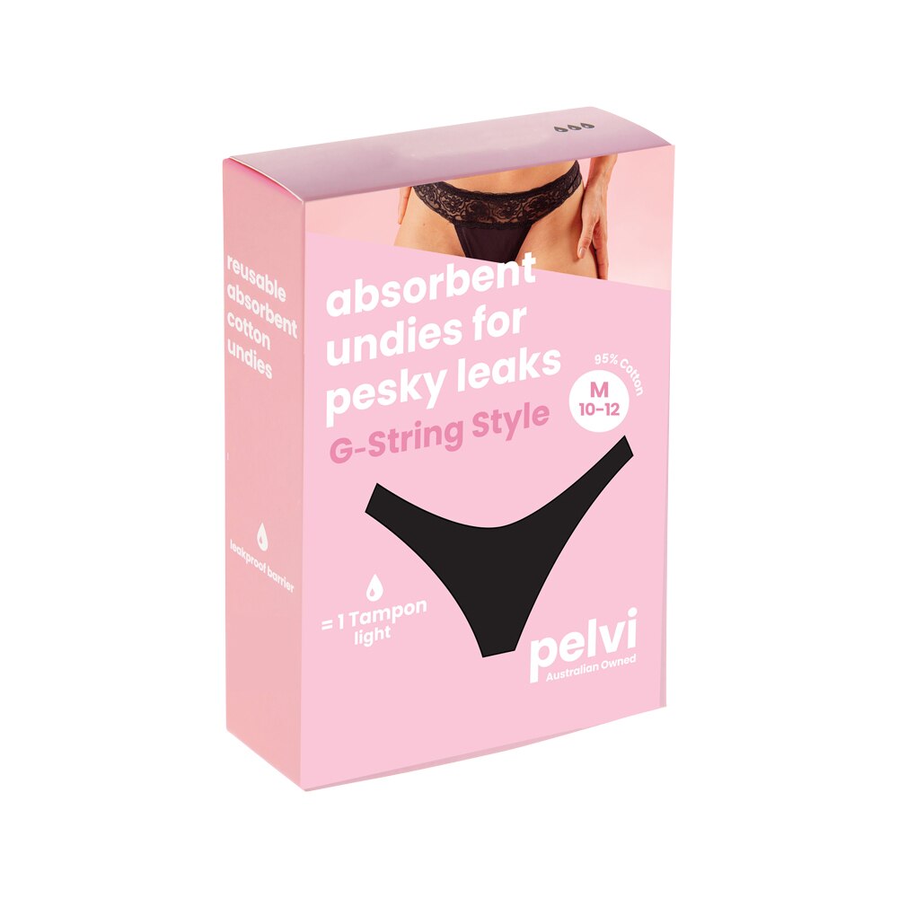 Pelvi Underwear Leakproof G String Black M