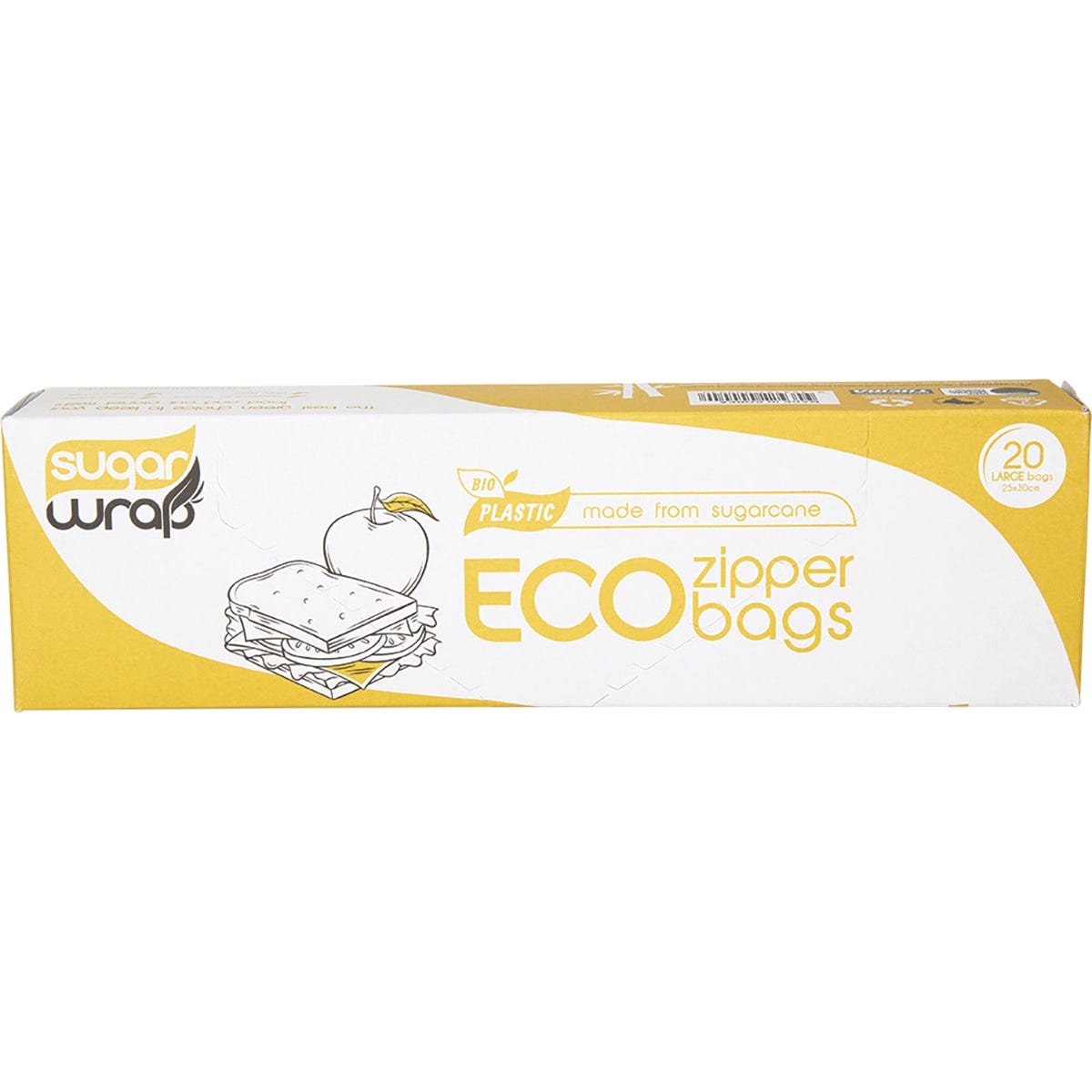 Eco Zipper Bags Made from Sugarcane Large 20pk