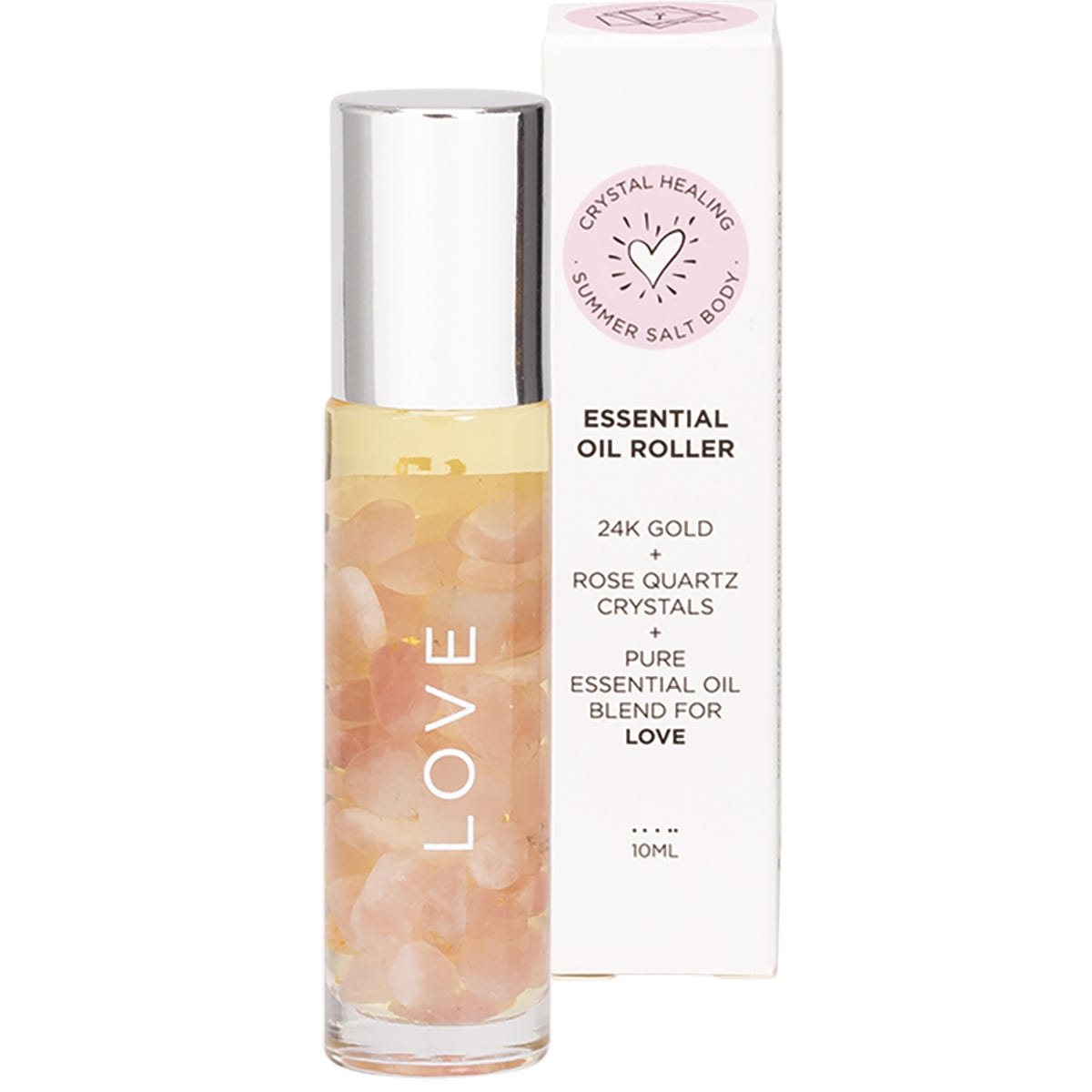 Essential Oil Roller 24K Gold Love Rose Quartz 10ml