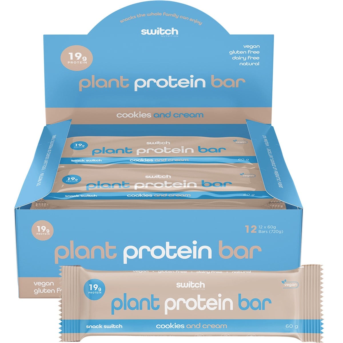 Protein Bar Plant Based Cookies and Cream 12x60g