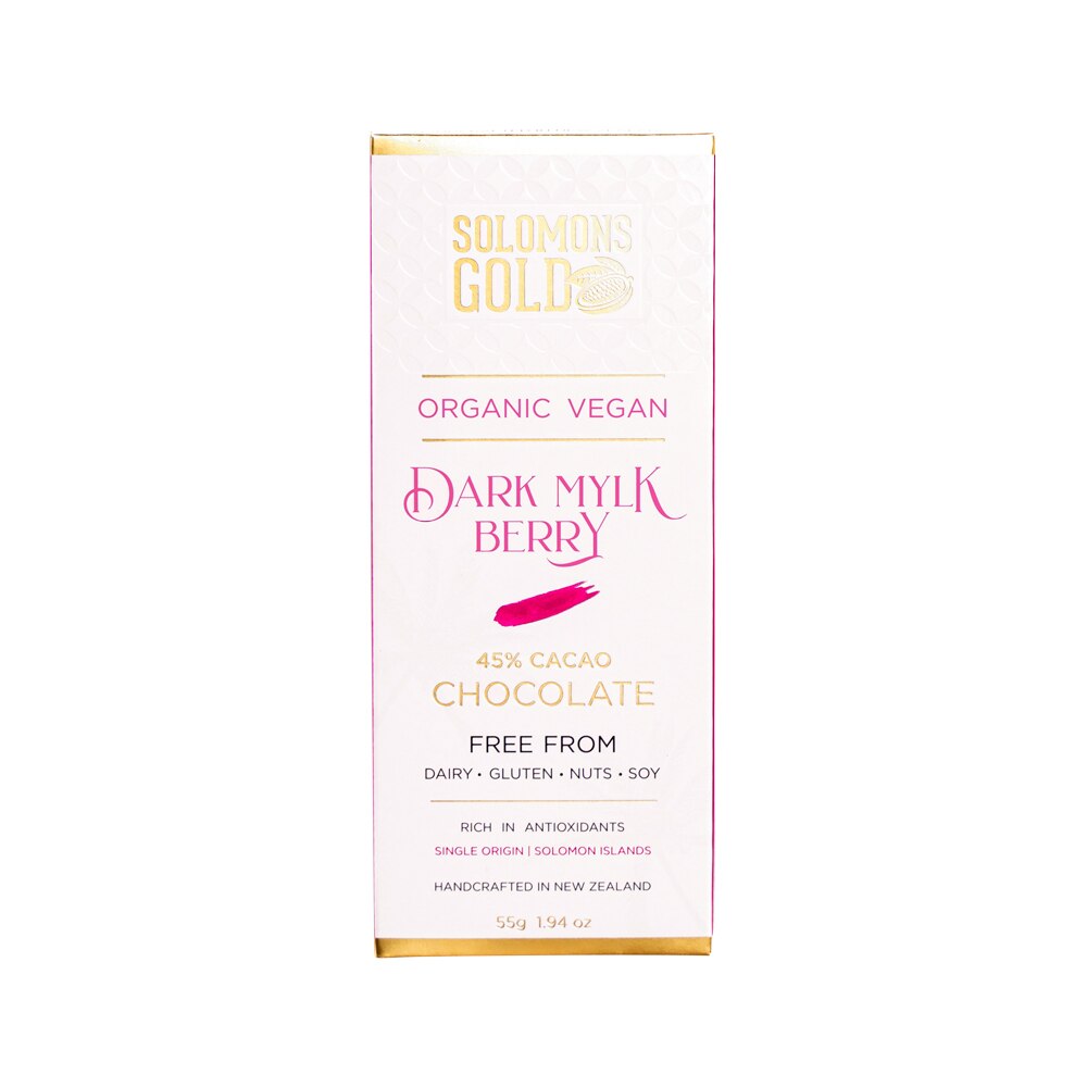 Solomons Gold Org Choc Dark Mylk Berry 55g