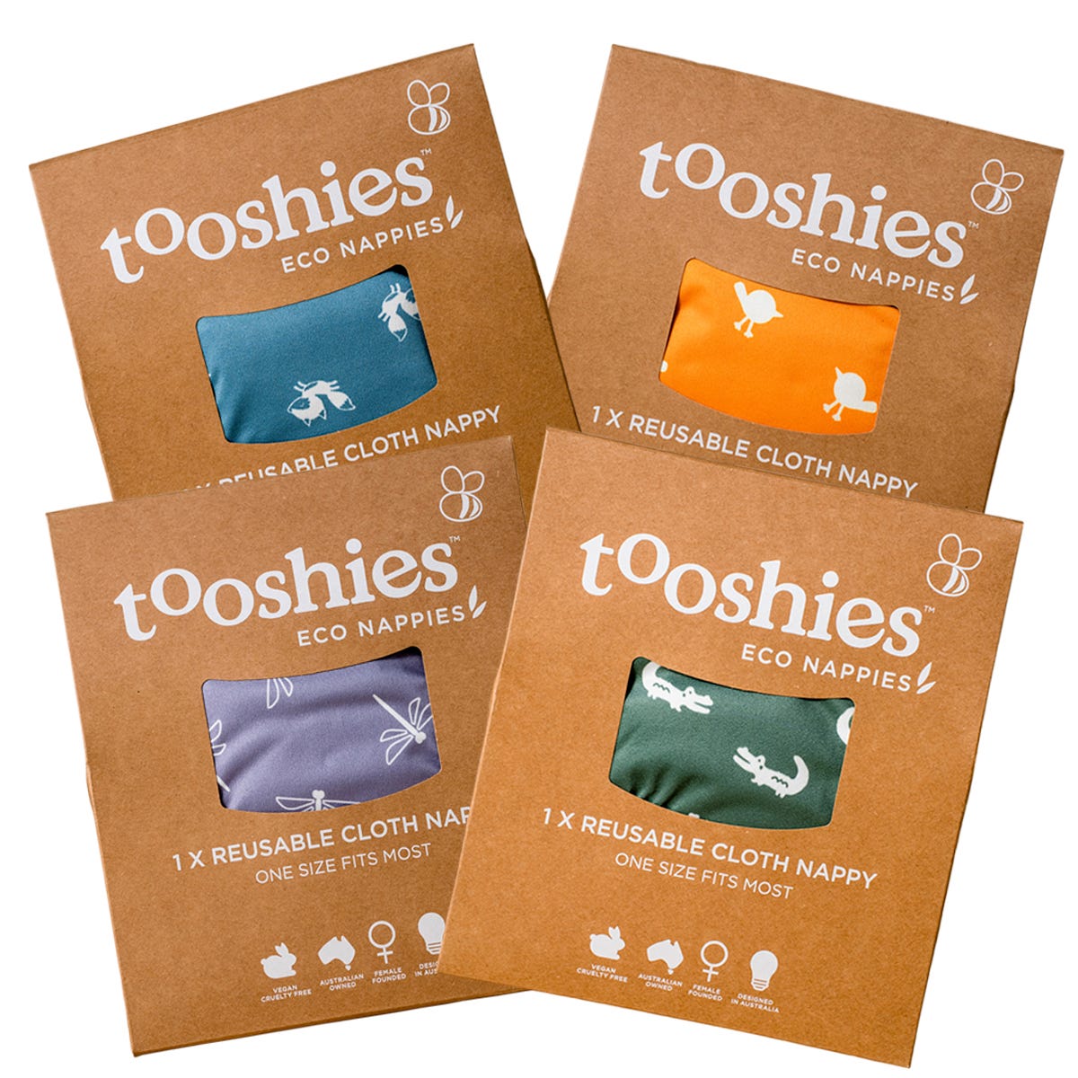 Reusable Nappy One Size Fits Most 4-17kg x4