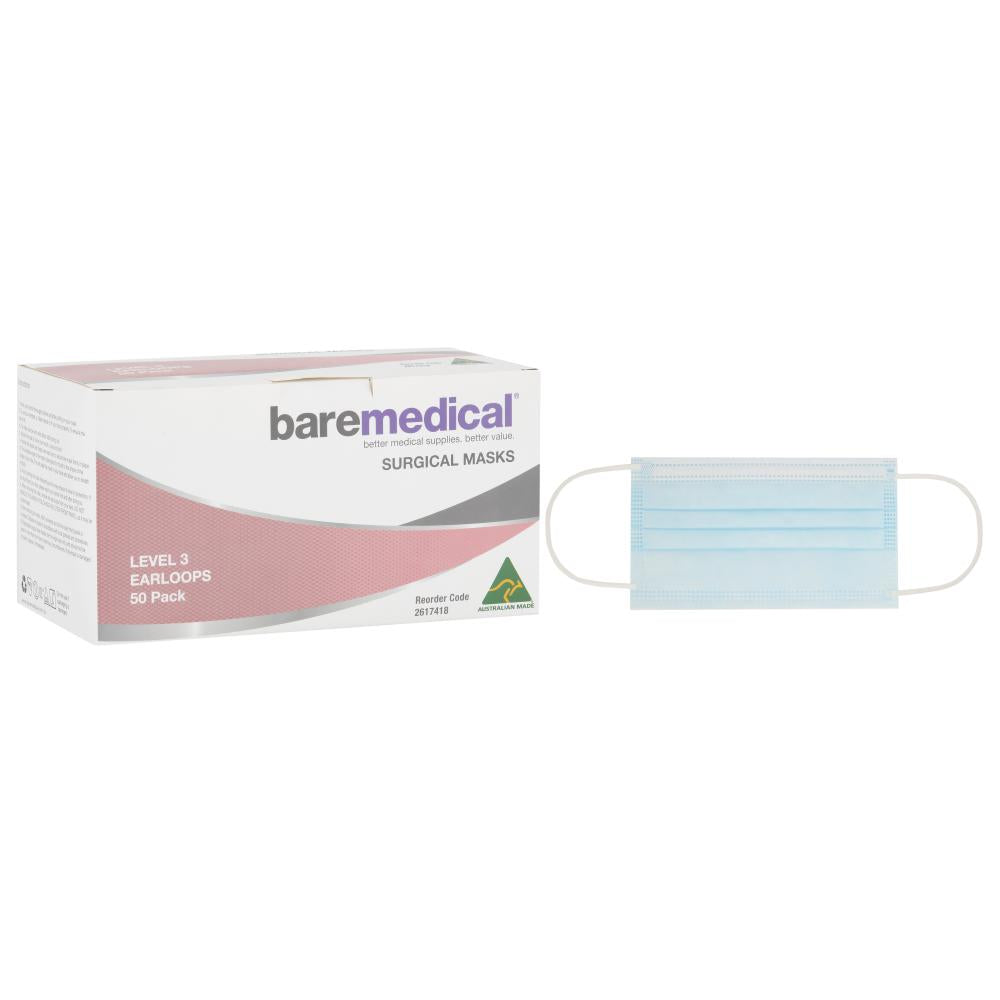 Mask Surgical Level 3 Earloop Aus Made Baremedical