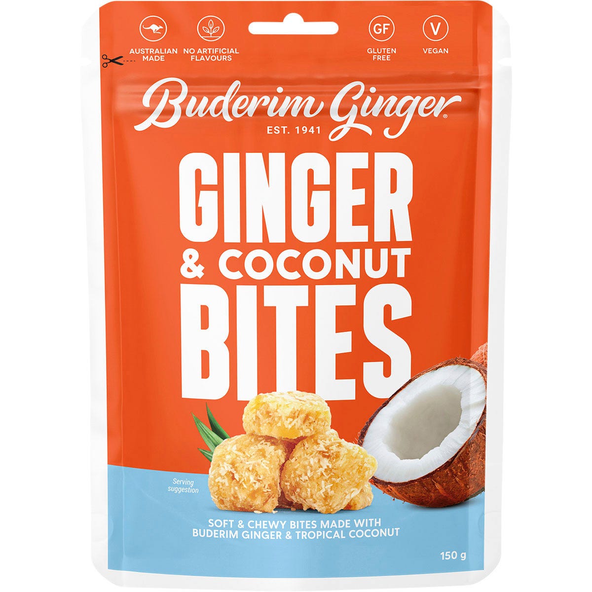 Ginger & Coconut Bites Soft & Chewy Bites 150g