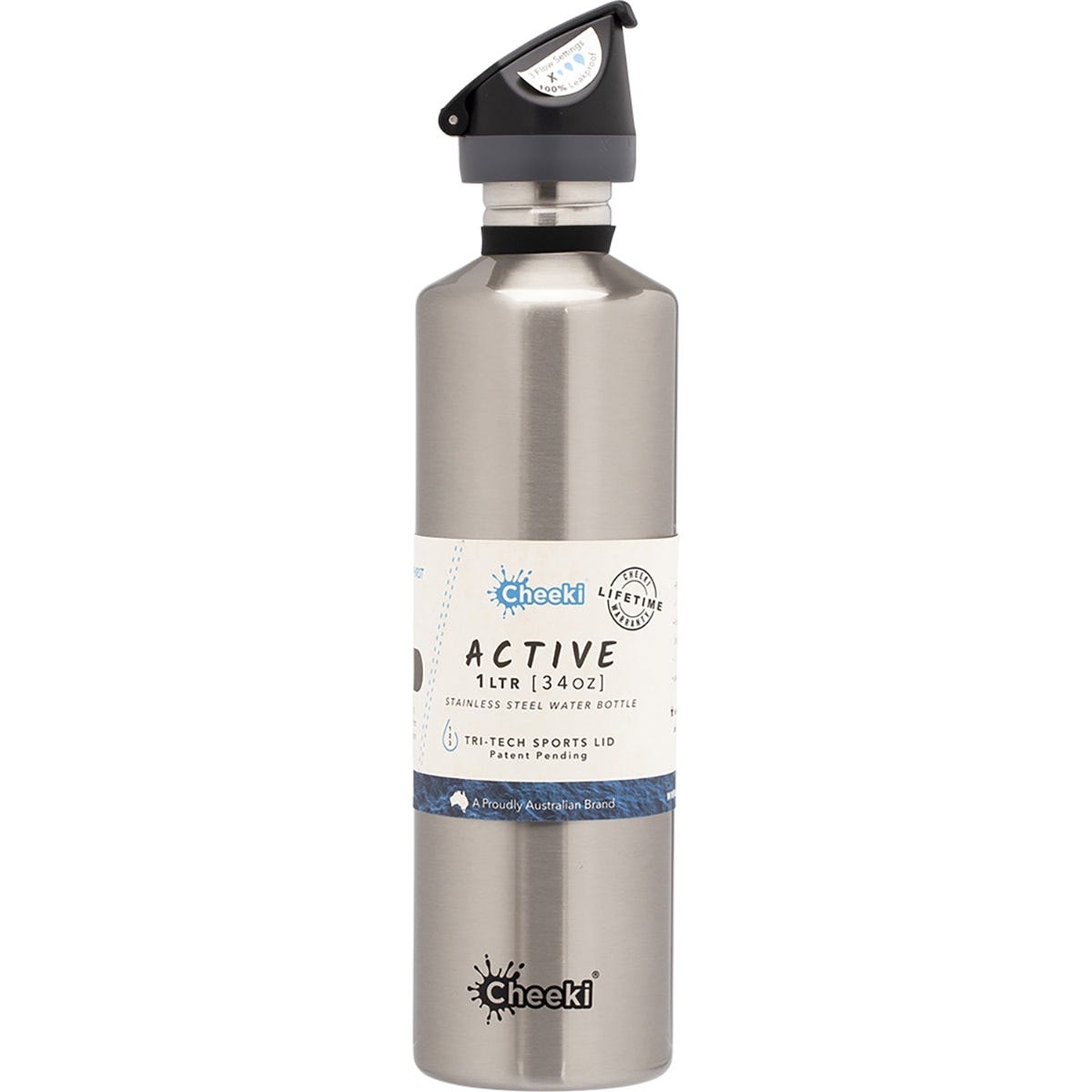 Stainless Steel Bottle Silver Sports Lid 1L