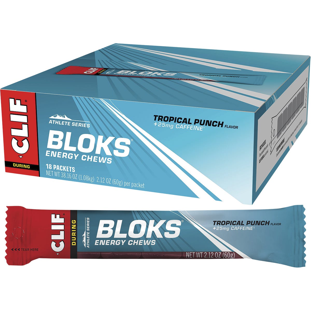 Bloks Energy Chews Tropical Punch 25mg Caffeine 18x60g