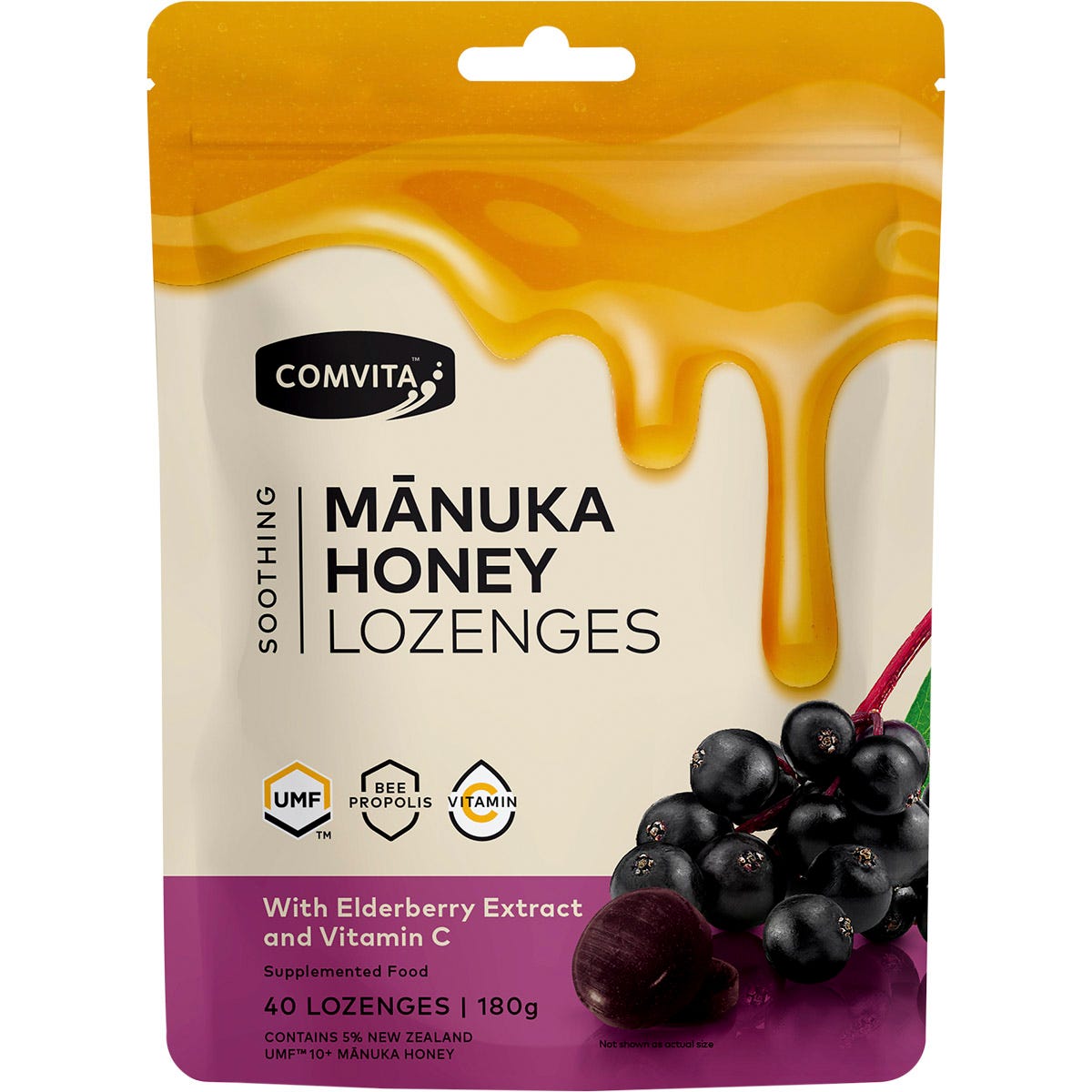 Manuka Honey Lozenges With Elderberry Extract & Vitamin C 40x4.5g