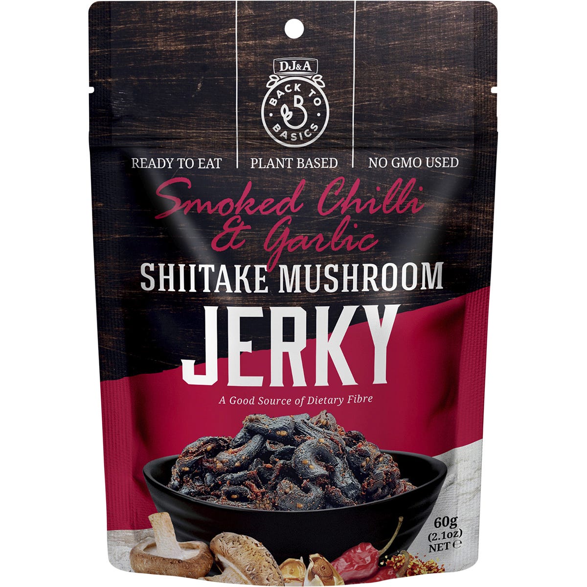 Shiitake Mushroom Jerky Smoked Chilli & Garlic 12x60g