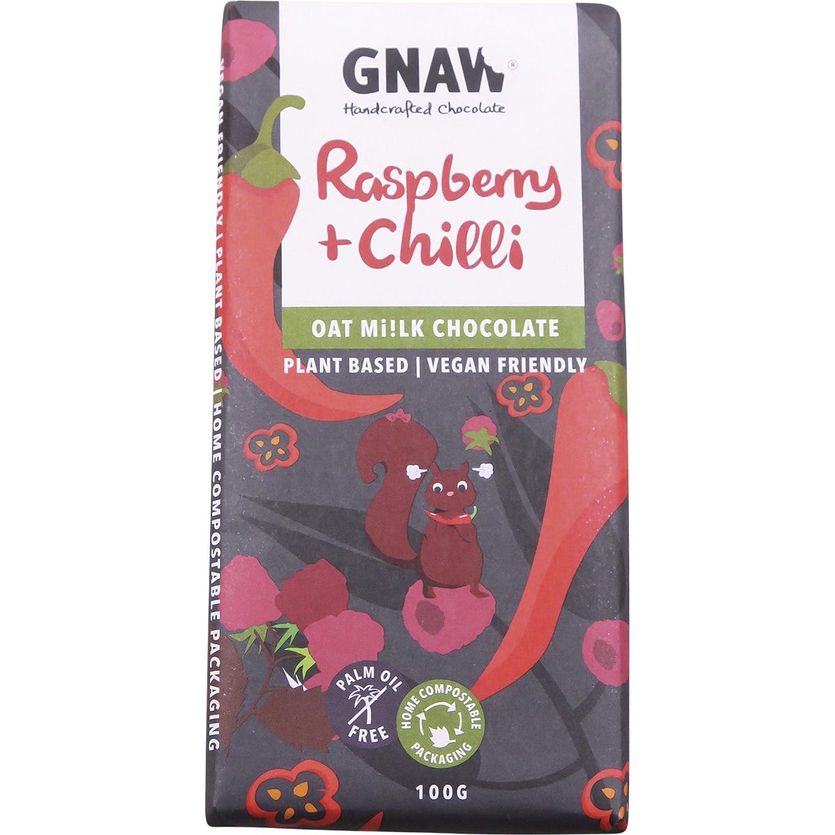Handcrafted Oat Mi!lk Chocolate Raspberry + Chilli 12x100g