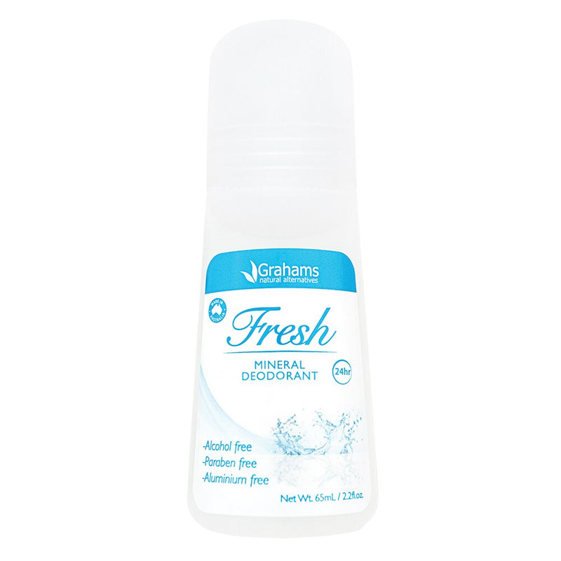 Grahams Natural Mineral Deodorant Roll On Fresh 65ml