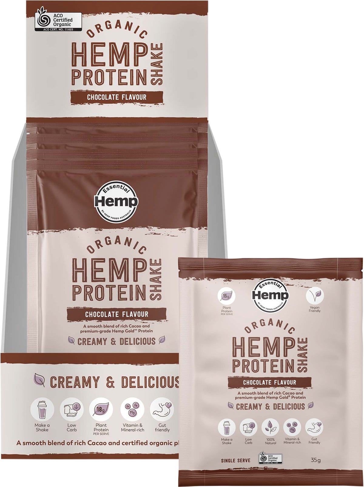 Organic Hemp Protein Shake Chocolate 7x35g