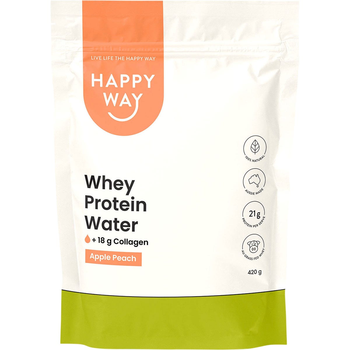 HAPPY WAY Whey Protein Water Apple Peach 420g