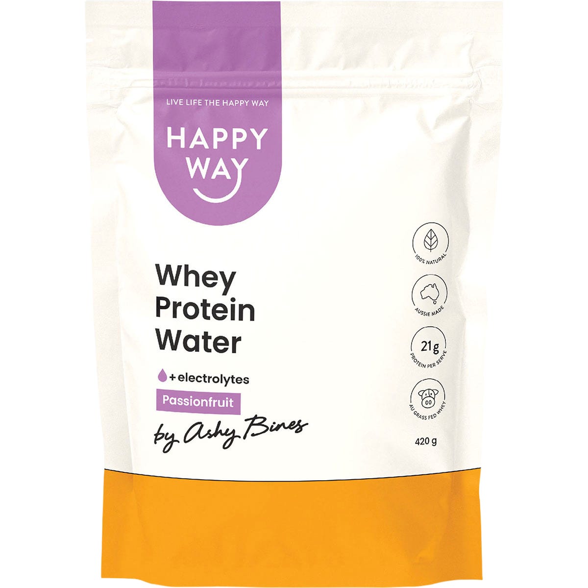 HAPPY WAY Ashy Bines Whey Protein Water Passionfruit 420g