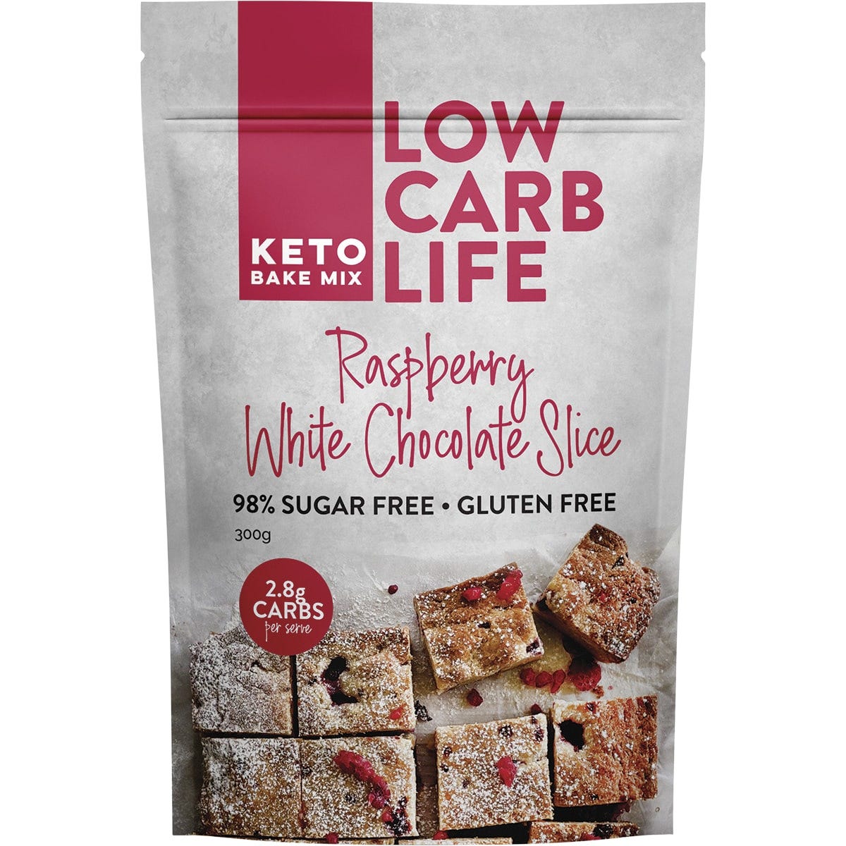 Raspberry White Chocolate Slice Keto Bake Mix 300g