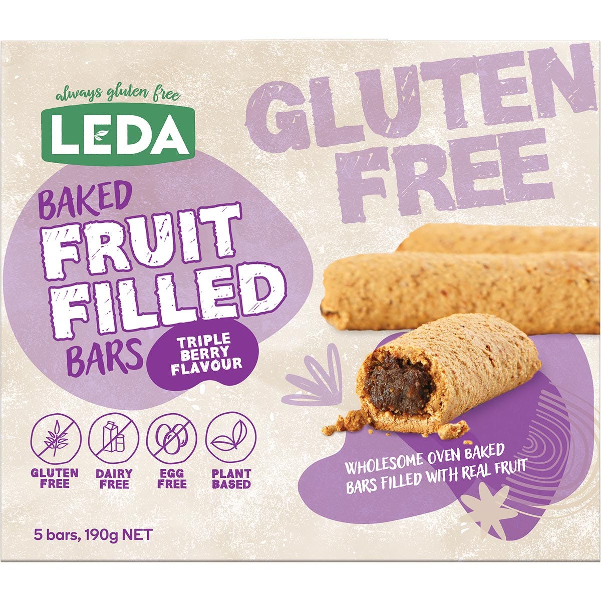 Baked Fruit Filled Bars Triple Berry Multipack 6x190g