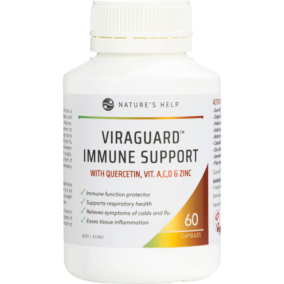 Viraguard Immune Support With Quercetin, Vit. A, C, D & Zinc 60 Caps