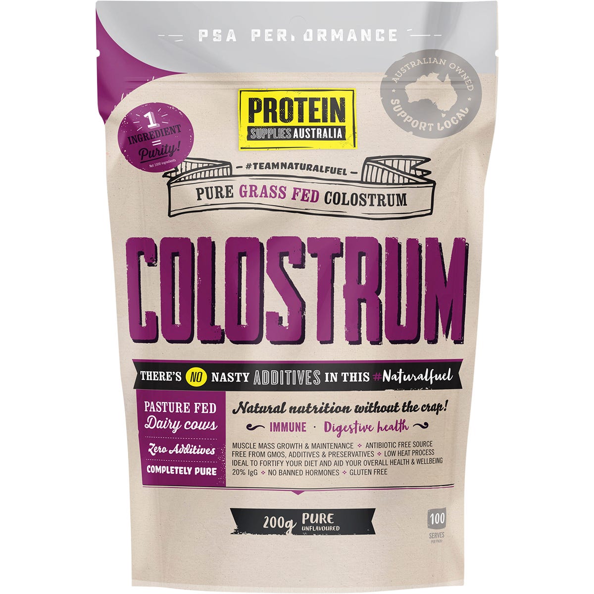 Colostrum Grass Fed Pure 20% Immunoglobulin (IgG) 200g