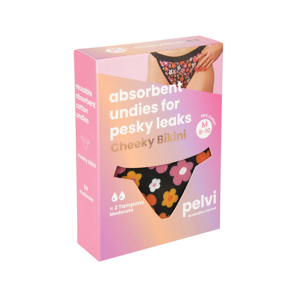 Pelvi Underwear Leakproof Cheeky Bikini Floral M