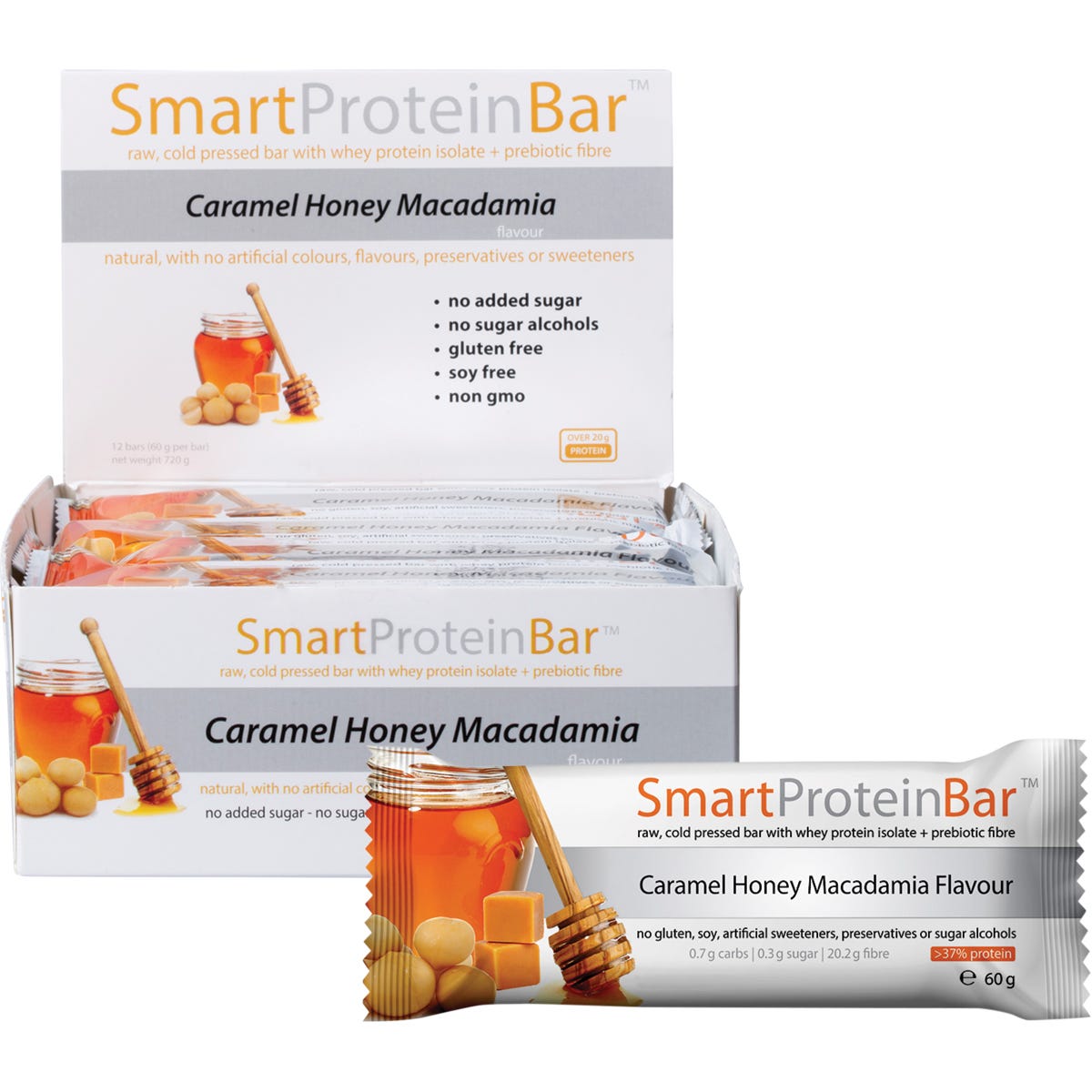 Caramel Honey Macadamia Protein Bar 12x60g