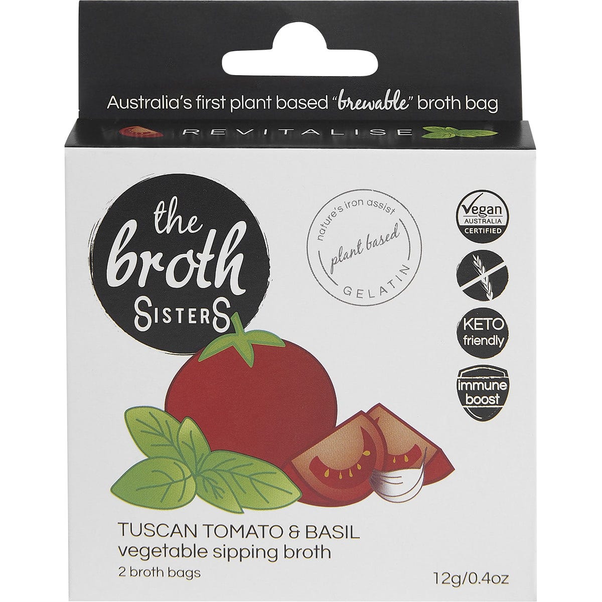 Vegetable Sipping Broth Bags Tuscan Tomato & Basil 2pk