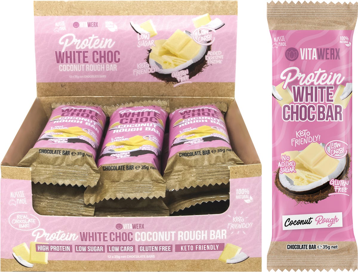 VITAWERX Protein White Chocolate Bar Coconut Rough 12x35g