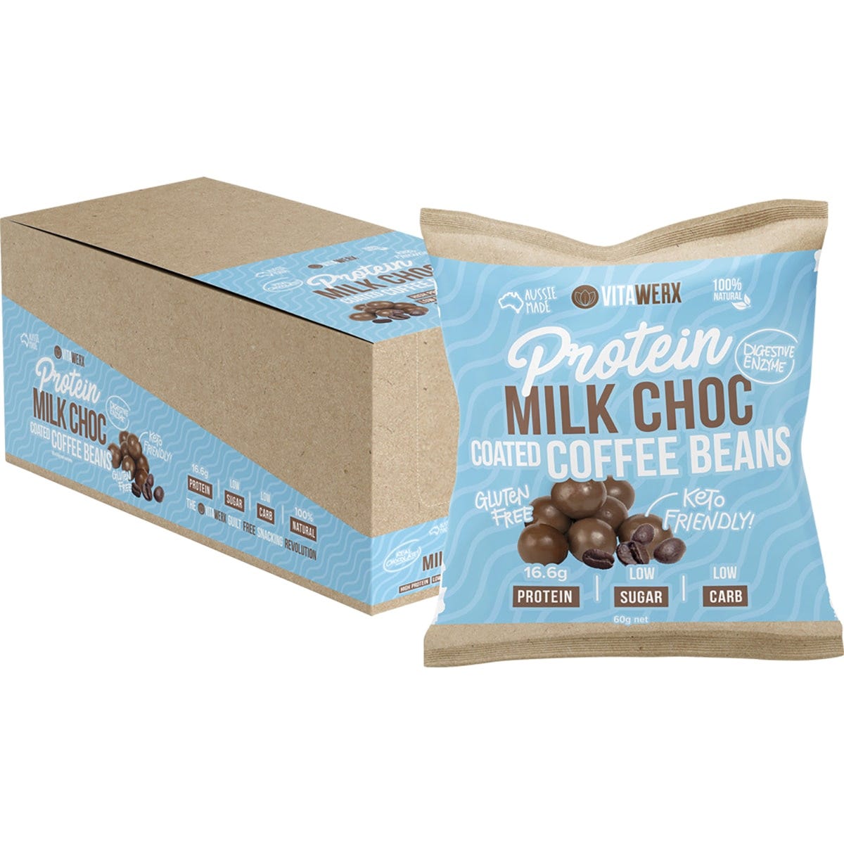 Protein Milk Chocolate Coated Coffee Beans 10x60g