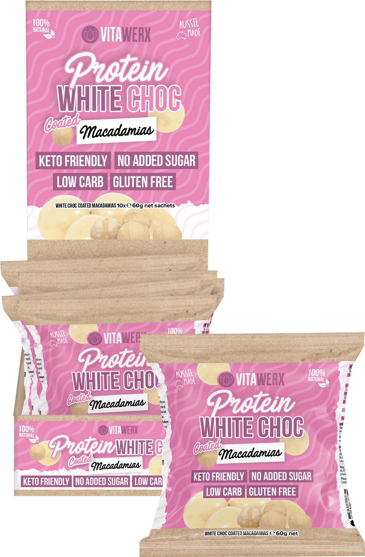 Protein White Chocolate Coated Macadamias 10x60g