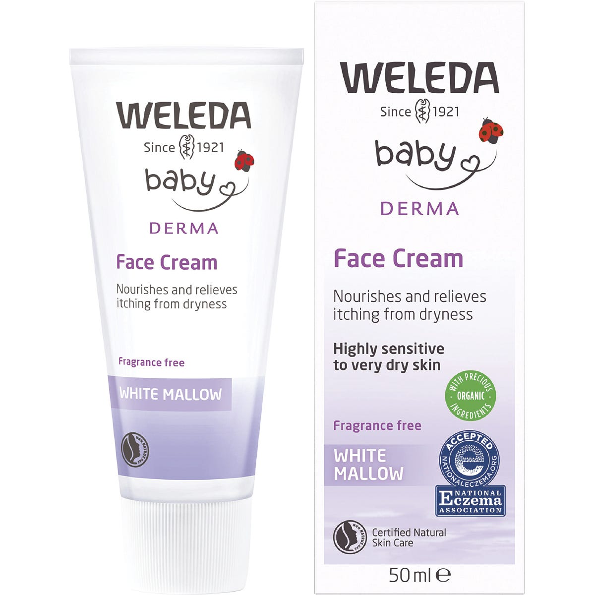 White Mallow Face Cream Baby Derma Fragrance Free 50ml